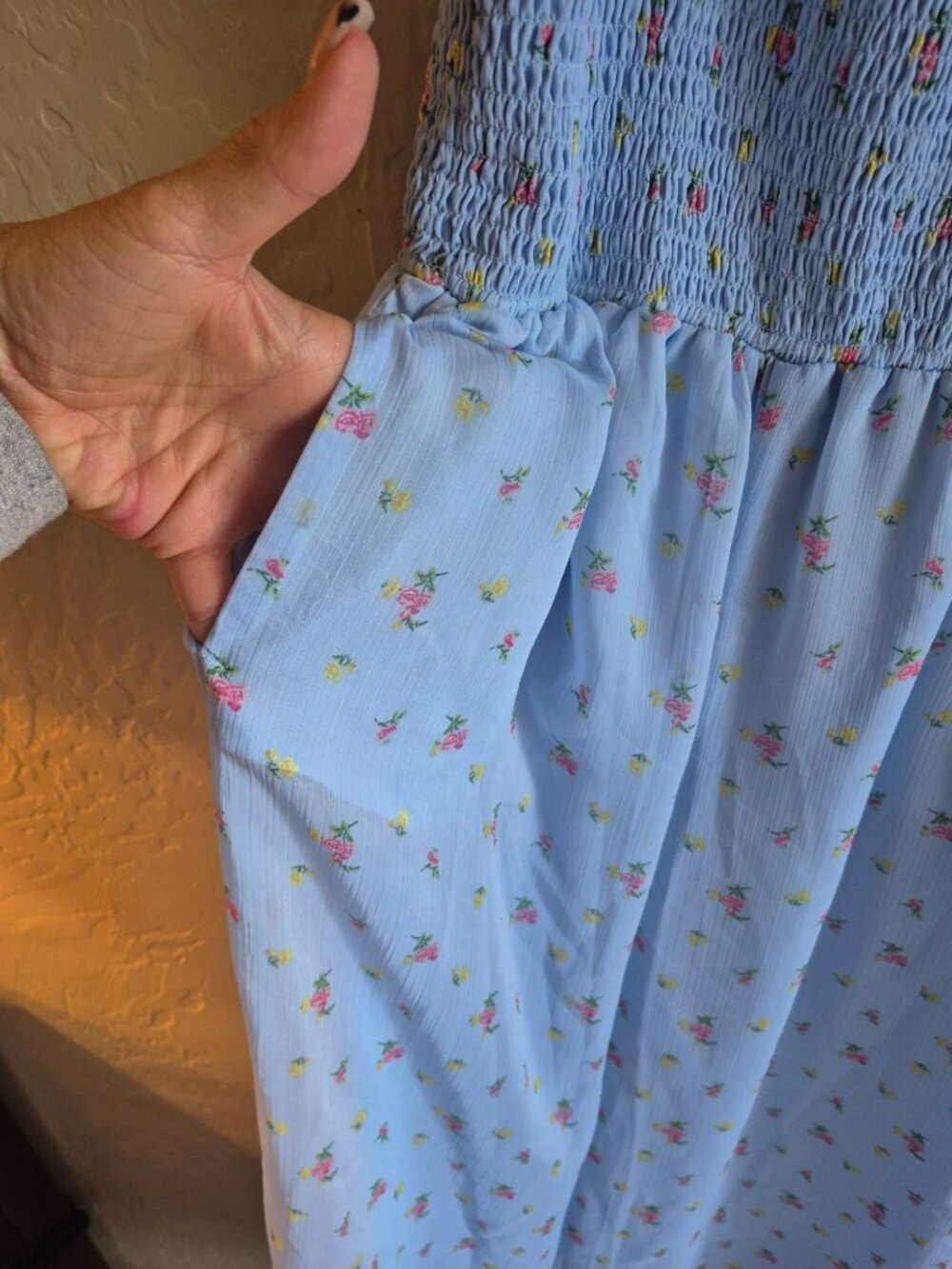 Janie And Jack Blue Smocked Floral Romper Size 14 - Picture 3 of 6